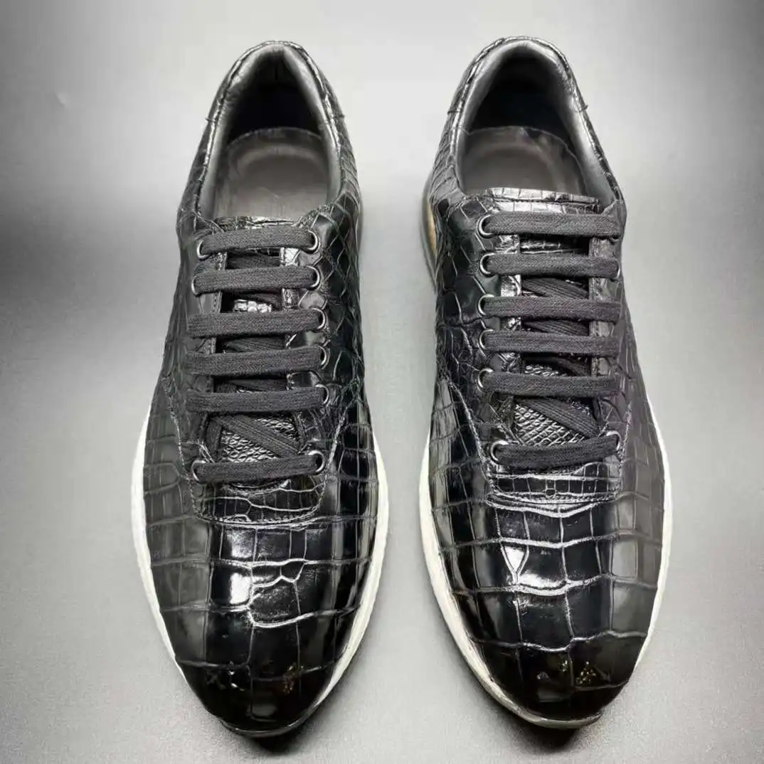 

Luxury custom men's casual shoes high quality genuine leather shoes man big size crocodile leather dress shoes for man office, Black,as your request