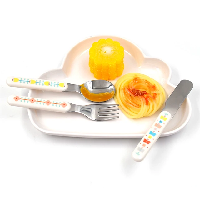 

stainless steel plastic handle kids tableware and cutlery