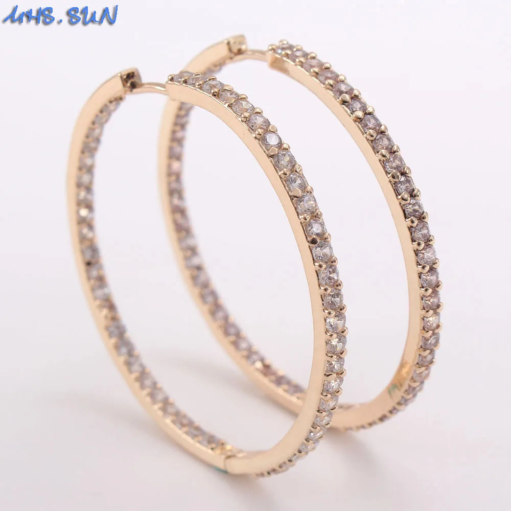 

MHS.SUN Luxury Cubic Zirconia Jewelry Earrings Women Gold Plated Hoop Earrings CZ Crystal Circle Earrings Party Gifts Wholesale