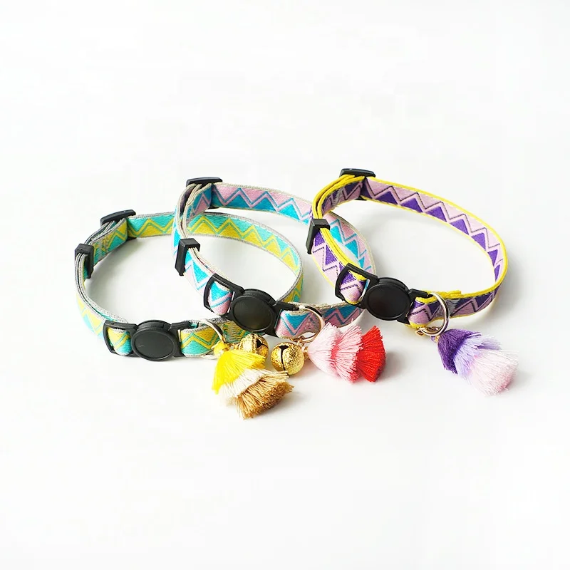 

Factory direct pet supplies tassel bell collar nylon pet collar