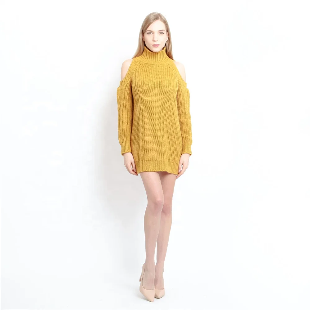 open shoulder sweater dress