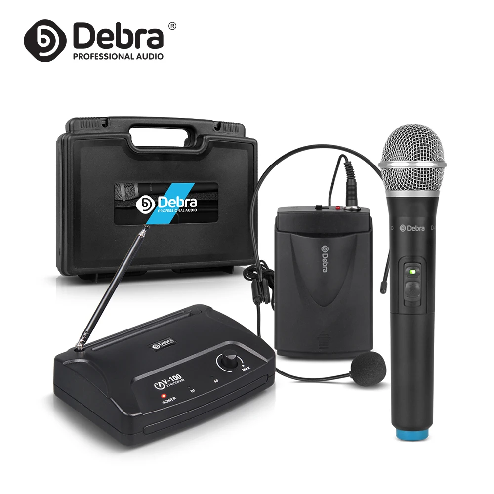 

Debra Audio V100 VHF single Channel Handheld or Lavalier & Headset Portable Wireless Microphone System 50m range for karaoke