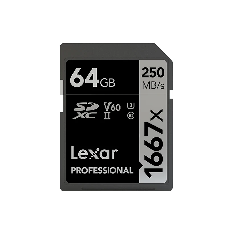 

Authentic Hot Sale Lexar 1667X SD Card 64GB 128GB 256GB Memory Card SDXC UHS-II U3 3D Flash card max 250MB/s For 4K Video Camera