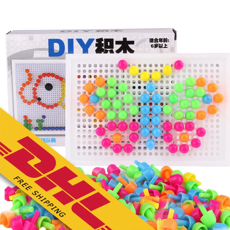 

96 Pcs Mushroom Nail Kit Puzzle Games Toys Intellectual 3D Mosaic Picture Puzzle Toy Children Composite Educational Toys, Colorful