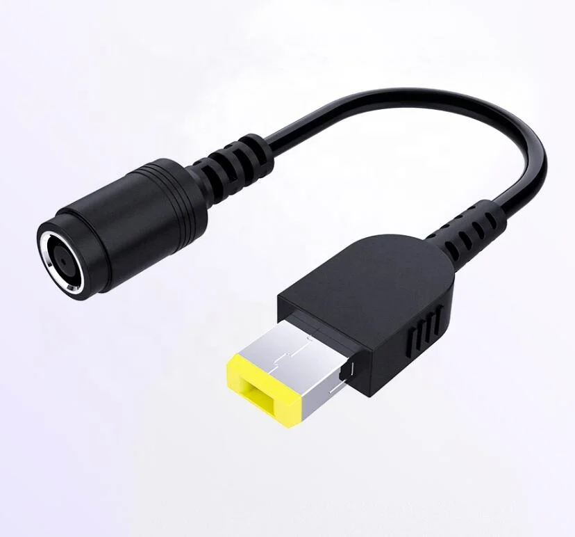 

7.9*5.5mm Round Jack to Square Plug End Adapter Pigtail Charger Power Adapter Converter Cable For IBM for Lenovo Thinkpad, Black