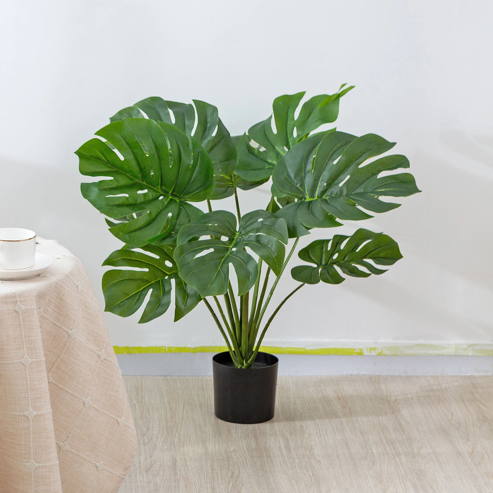 

Indoor Outdoor Decor Faux Big Leaf Monstera Plastic Trees and Plants Artificial Monstera Deliciosa Plant, Shown