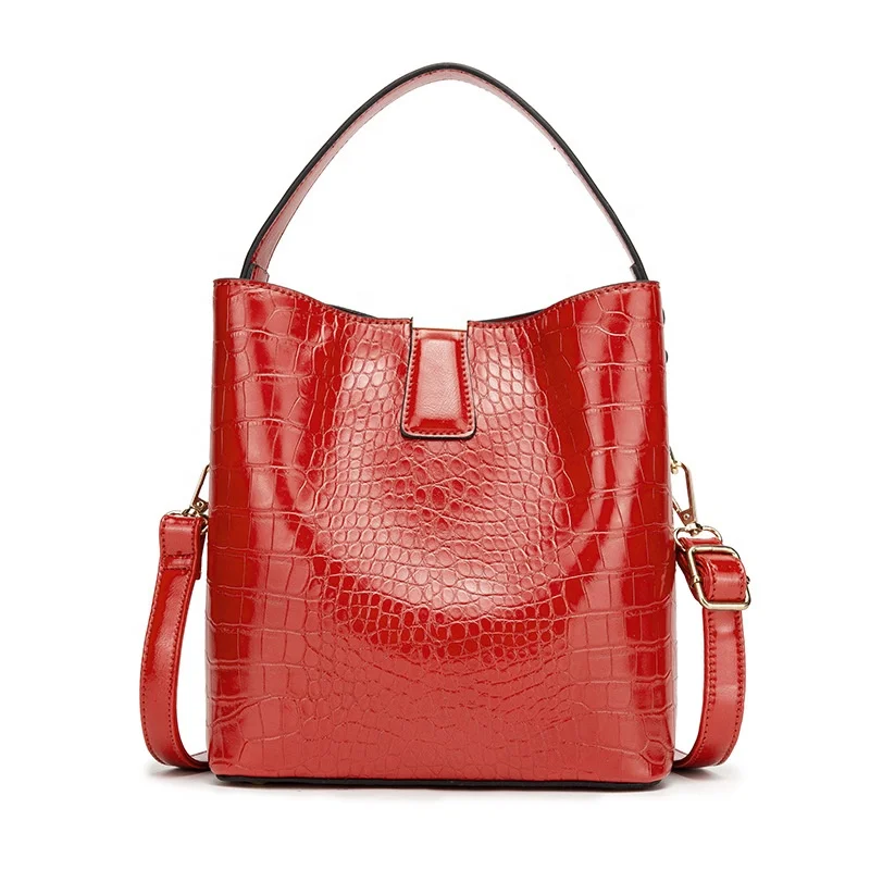 

Wholesale Pu leather crocodile pattern bucket bag fashion lady handbag, 10 colors for choose