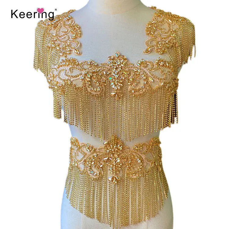 

Keering new products colorful shoulder pad appliques AB crystal rhinestone bridal shoulder patch WDP-289, As picture