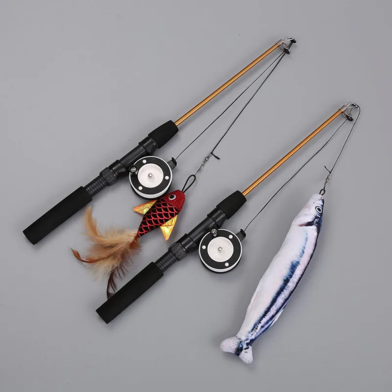 

1PC Teaser Cat Funny Retractable Rod Feather Toys Kitten Fishing Pole Pet Cat Toys Interactive Stick Pet Cat Toy