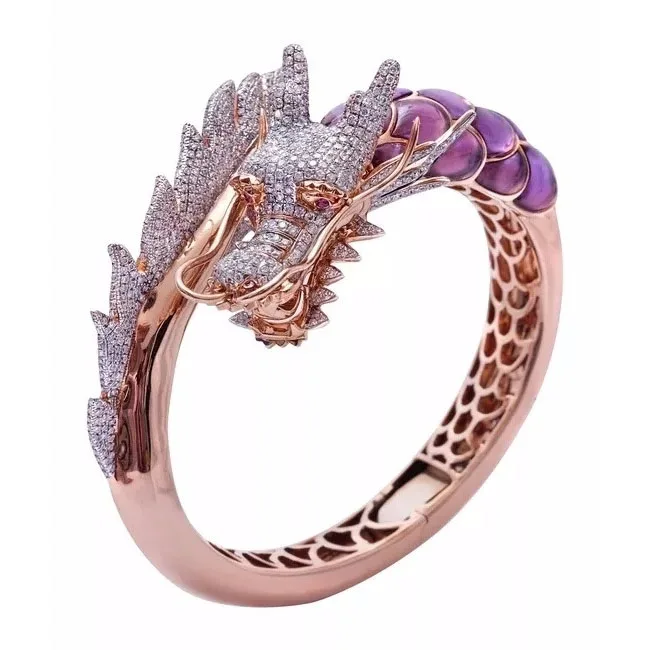 

Hot Sell Crystal Rings Rose Gold Cool Design Ring Dragon Ring