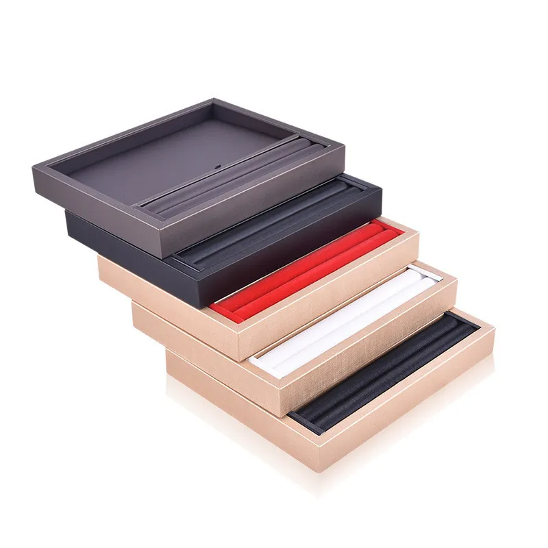 

Premium PU leather velvet lining ring jewelry storage display tray