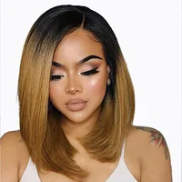 

Wholesale Ombre Honey Blonde With Dark Roots 1b/27 color Brazilian 100% Virgin Human Hair Full Lace Wigs for Black Women