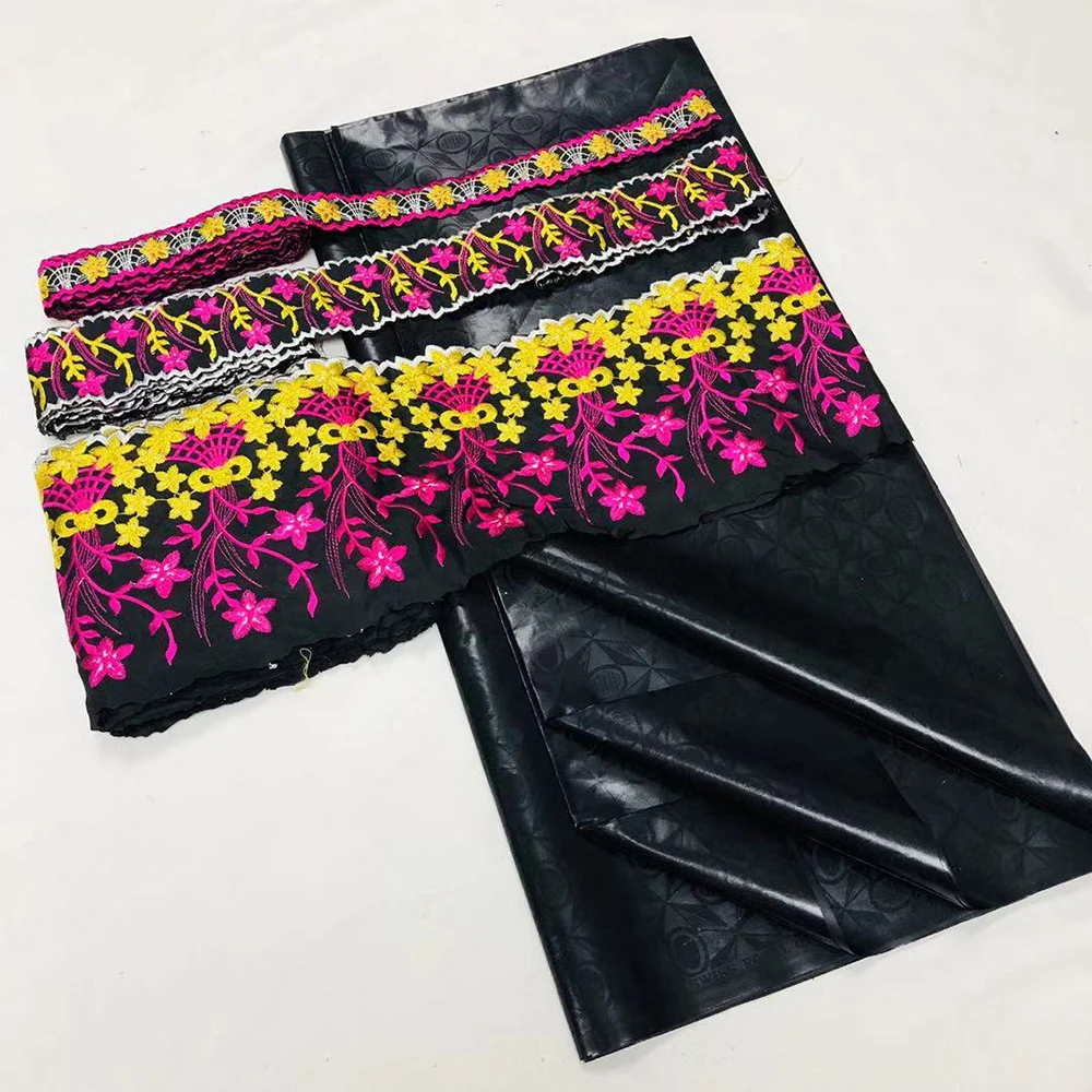 

Sinya New Set Bazin And French Lace Fabrics High Quality Perfume Bazin Match 15 Yard Lace Fabrics Sewing Dress