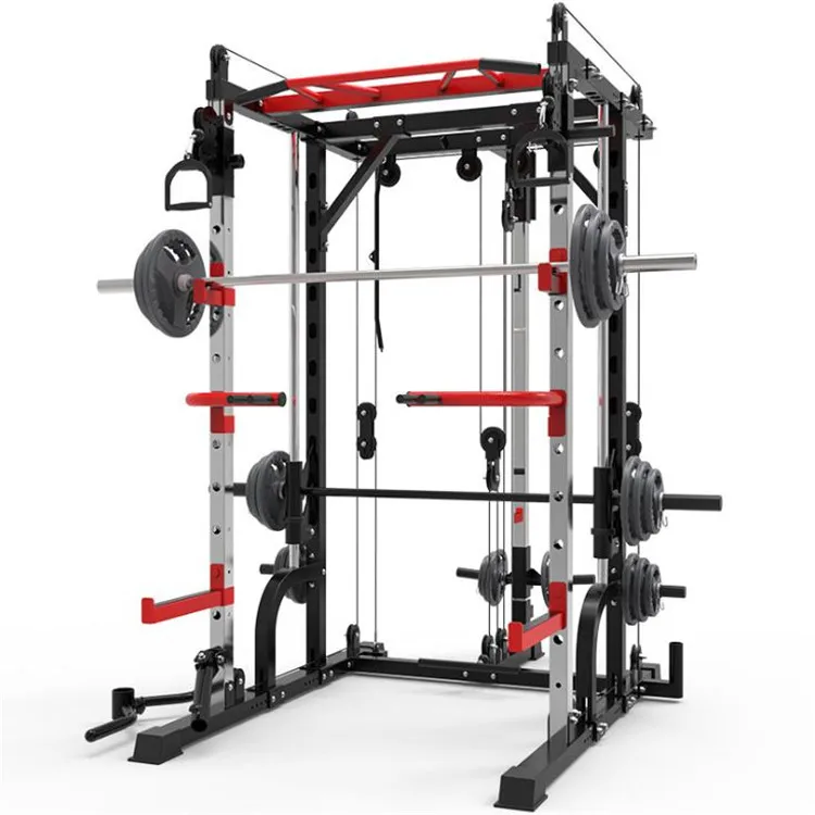 

New Design Multi-Functional Home Use Comprehensive Training Fitness Equipment Smith Machine Squat Rack, Black
