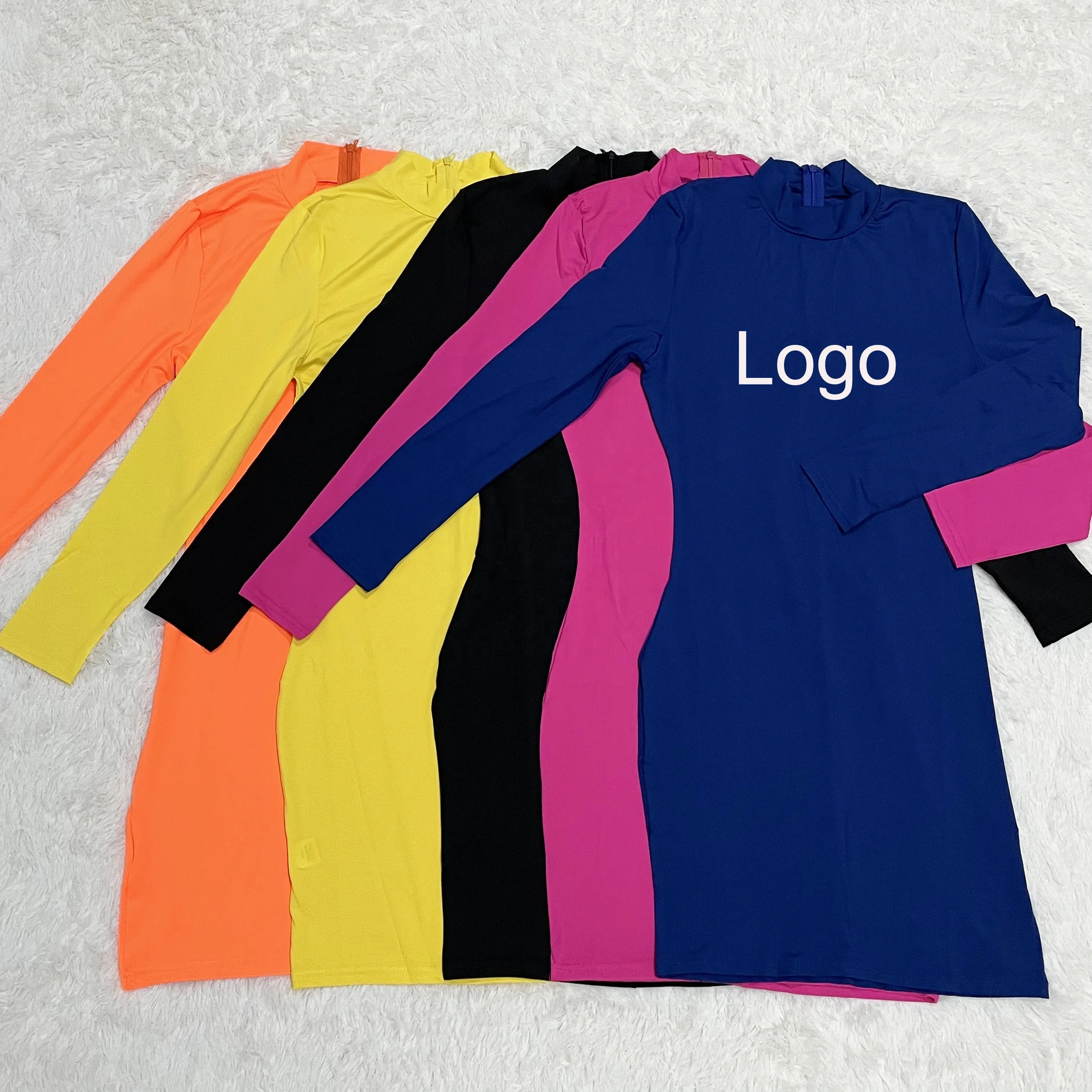 

Custom Logo Girls' Casual Dresses Long Sleeve Zipper Ladies Dress Skirt Sexy Summer Fall Womens Dresses Wholesale Clothing 2021, Picture