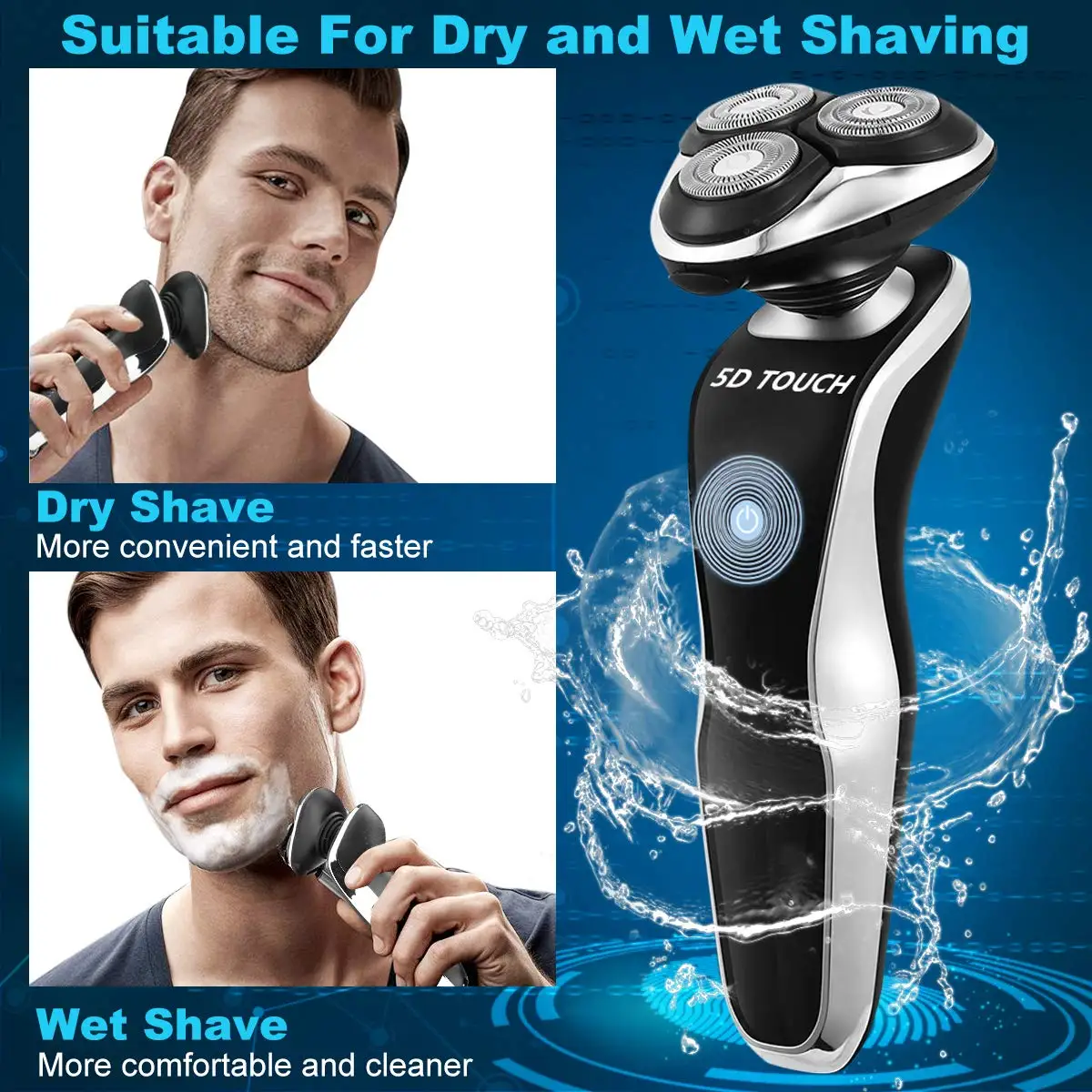 
4 In 1 Dry Wet Waterproof Electric Shaver for Men Rechargeable Beard Trimmer USB Cordless Nose Trimmer Facial Cleaning Brush 