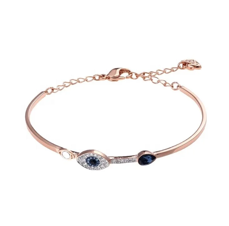 

Turkey Hot Selling Evil Eyes Zircon Bracelet 316L Stainless Steel 18K Rose Gold Plating Blue Eyes Bracelets