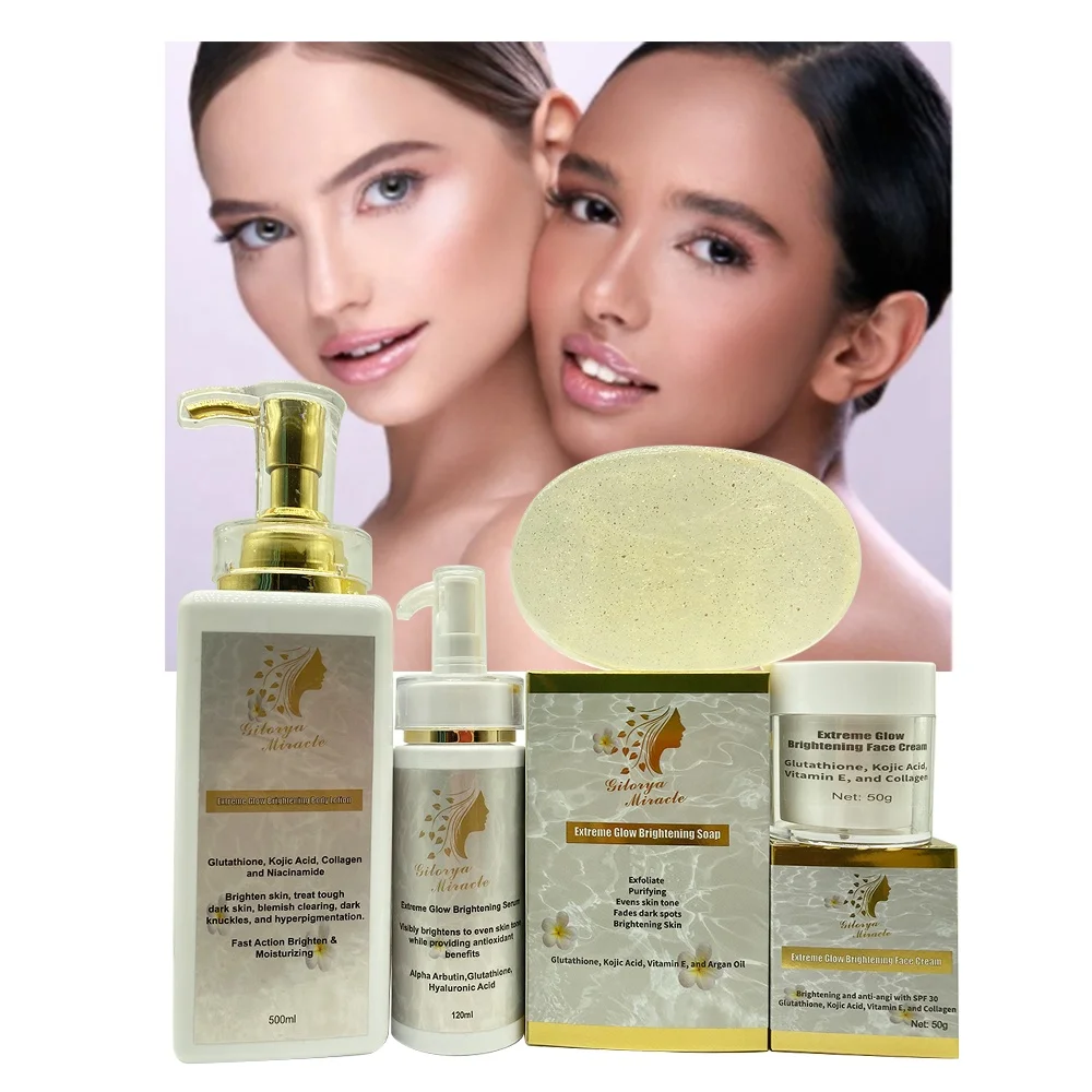 

Brightening Bleaching Skin Care Set Visibly Brighten Moisturizing Anti-aging Fade Dark Spots Blemish Clearing Treat Dark Skin