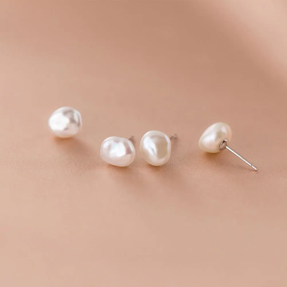 

Freshwater pearl dangle earring drop stud earrings women luxury natural baroque real pearl earrings with 925 sterling silver