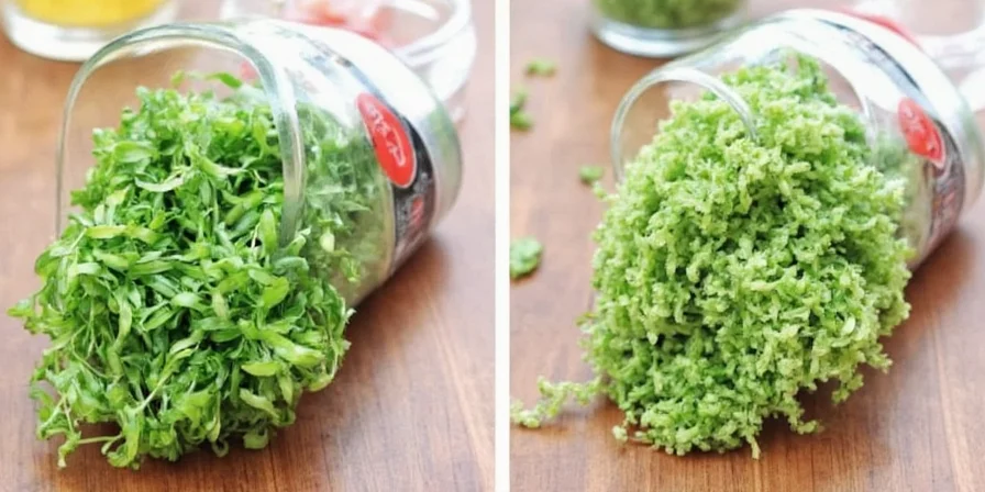 Dried dill next to fresh dill sprigs