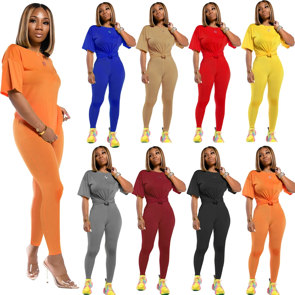 

2020 New Products Fashion 2 Piece Jogger Set Women Two Piece short Sleeve Set, Customized color/as show