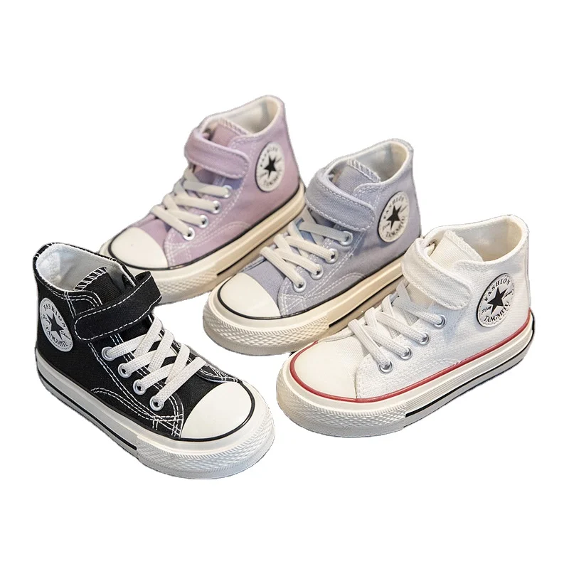 

Spring New Children's Canvas Shoes 2021 Boys and Girls High-Top Comfortable Baby Shoes Korean Style White Shoes Fashion