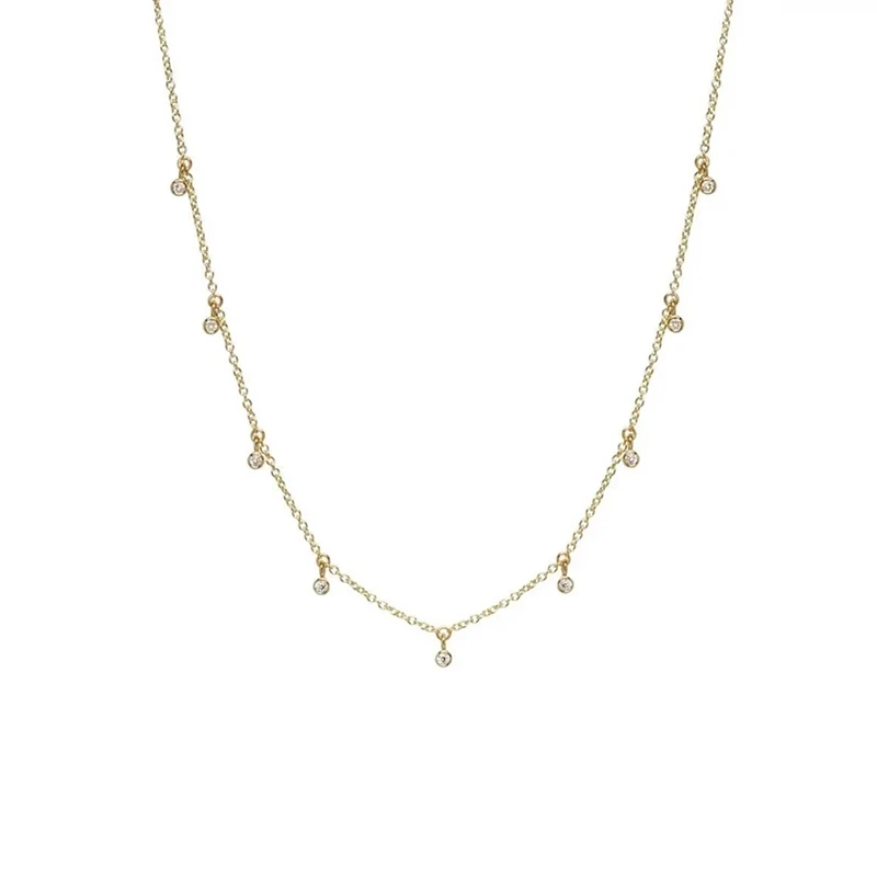

S925 sterling silver INS diamond stacking clavicle chain cross-border necklace