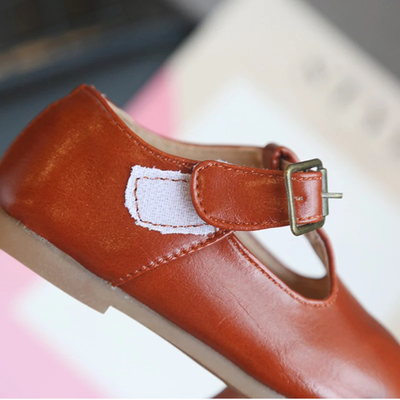 
PU Leather T-bar Children Shoes Fashion Child Kids Boy Girl Dress Shoes Hot Sale Child Casual Walking Shoes China Supplier 