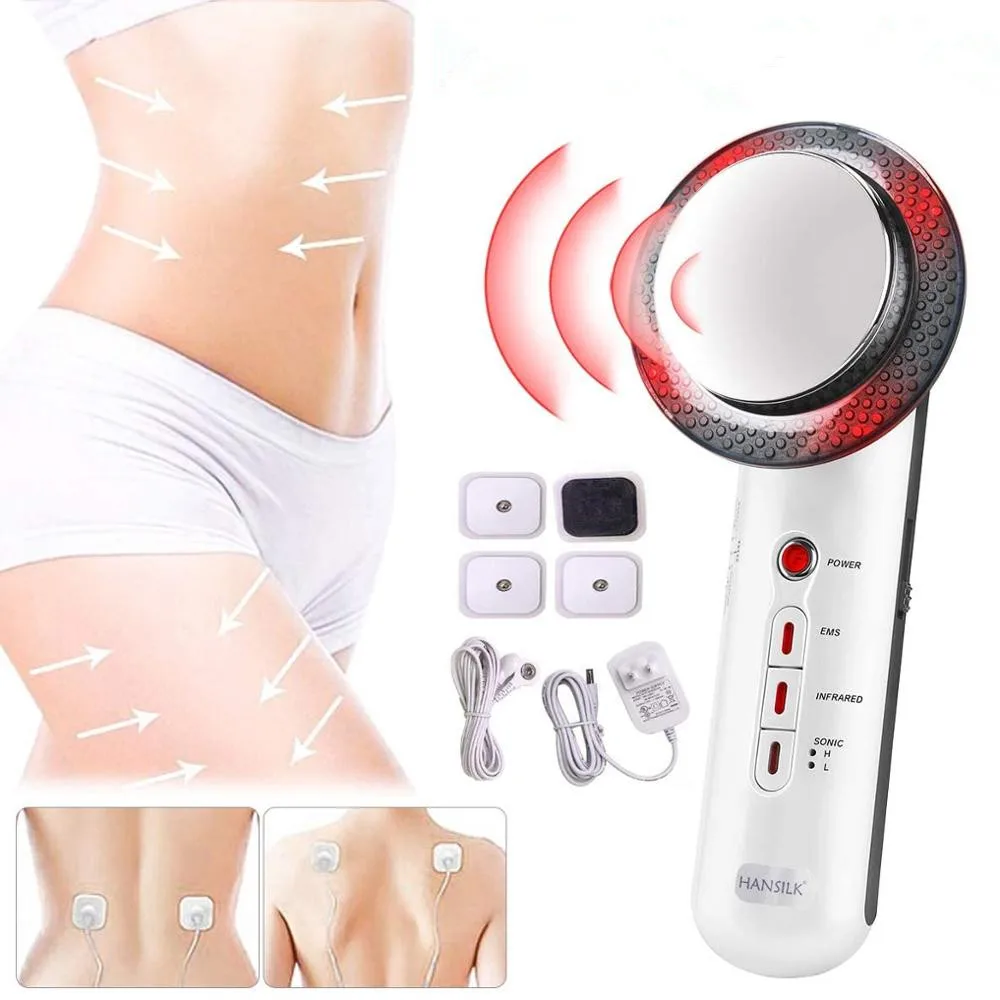 

3 in 1 Ultrasound EMS Body Slimming Massager Weight Loss Lipo Anti Cellulite Fat Burner Galvanic Infrared Ultrasonic Therapy, White