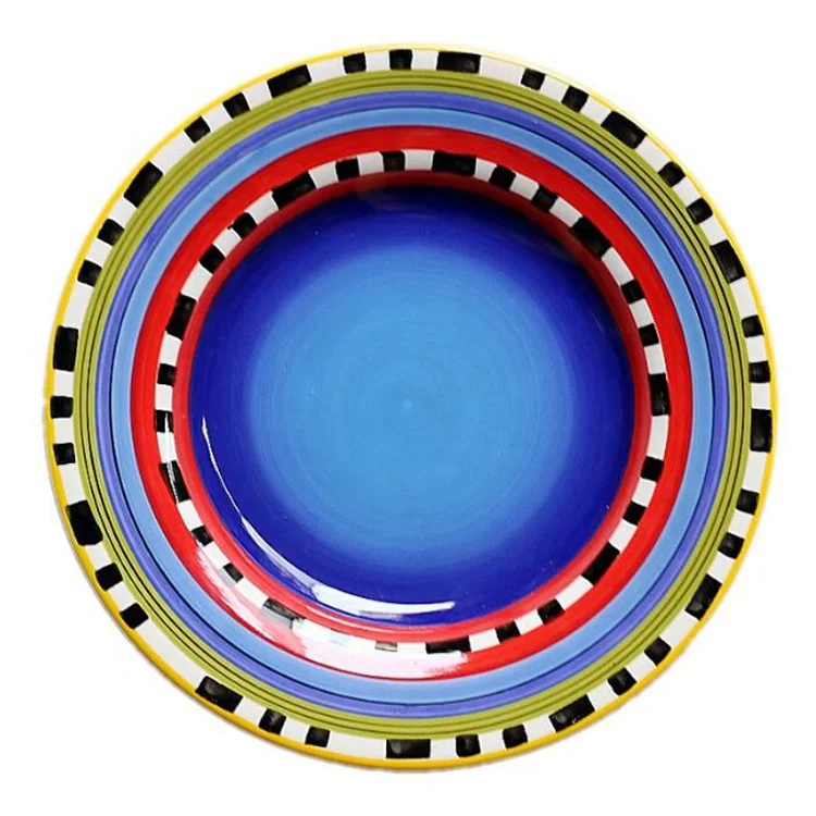 
color glazed hand paint round pizza plate 