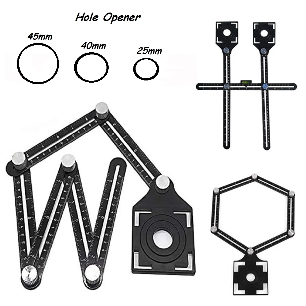 

Wholesale Ruler Protractors Adjustable Floor Hole Locator Woodworking Universal Puncher Tile Tool 6-Sides Multi Angle Measuring