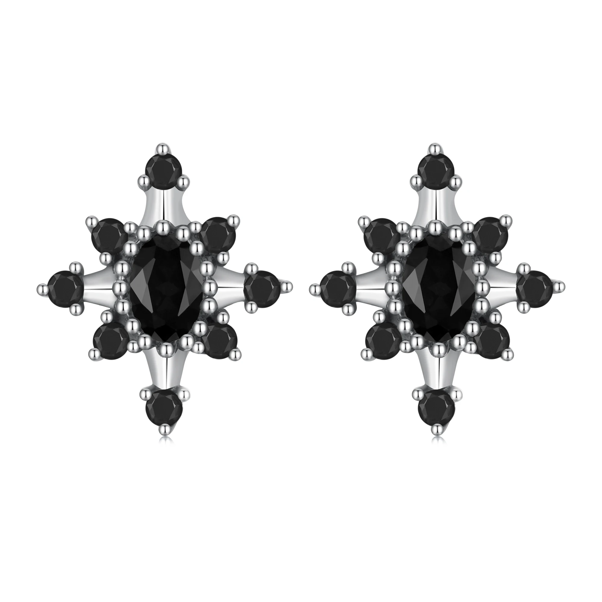 

SCE1521 Black Cubic Zirconia Star Earrings 925 Sterling Silver Fashion Designer Stud Earrings Jewelry for Women