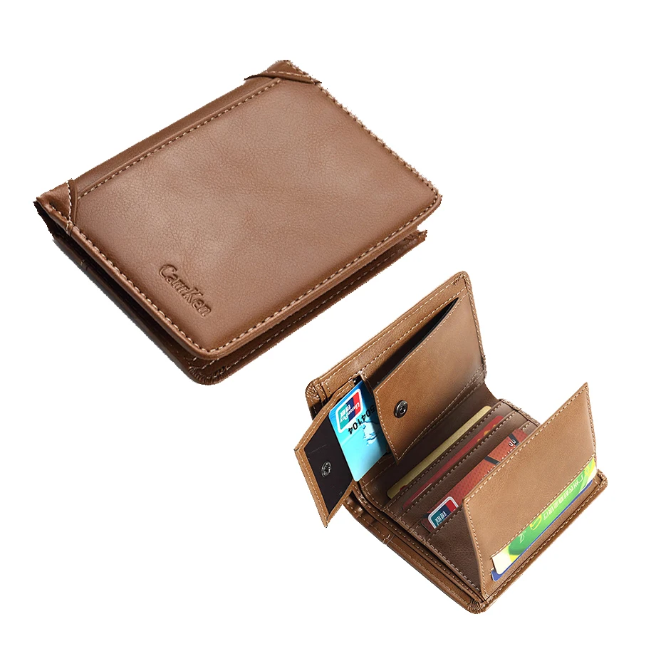 

2021 vintage high quality pu vertical multi-card short men wallet leather, 4 colors