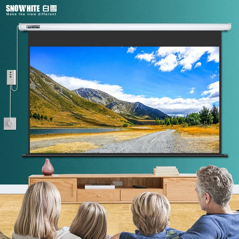 

SNOWHITE 100-inch 4:3 motorized projection screen electric projector screen wholesale with remote control