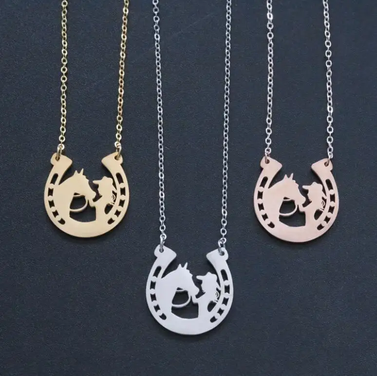 

Fashion Lady Horse Girl Stainless Steel Horseshoe Pendant Necklace