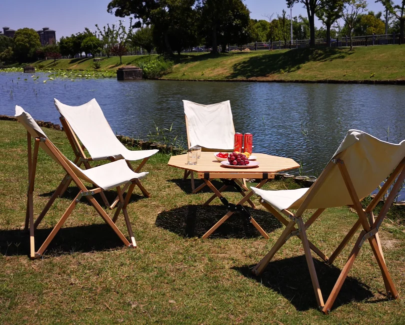 
New Style Beech Wood Portable Folding Camping Roll Table 