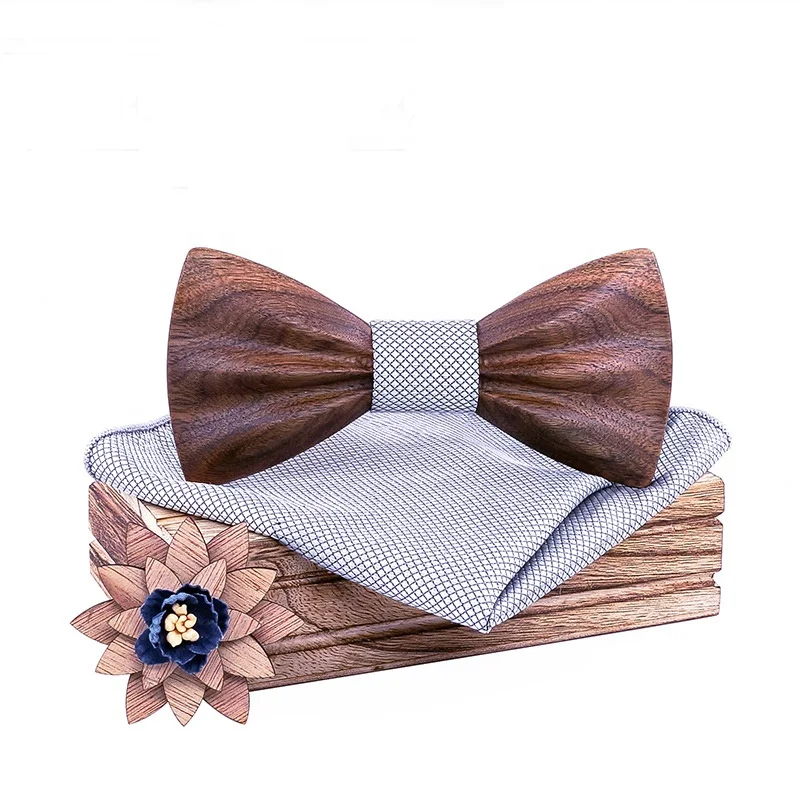 

2023 new men's wooden bow tie 3d crease walnut carving creative gift