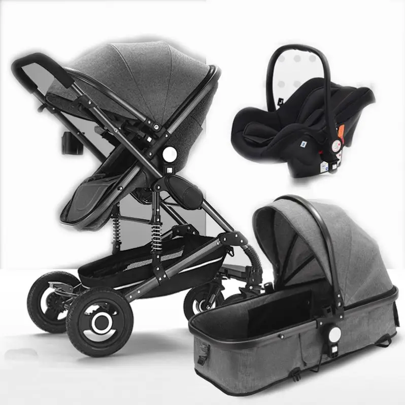 

2020 Hot Sale High Quality Aluminium Frame Linen Fabric Baby Stroller 3 In 1