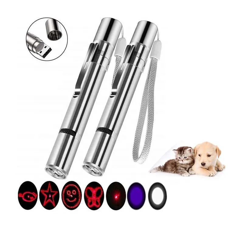 

Dropshipping Upgrade Interactive Teaser 3 Modes 7 in 1 Cat Toy Pen Light Portable USB Laser Pet Training Tool with 5 Patterns