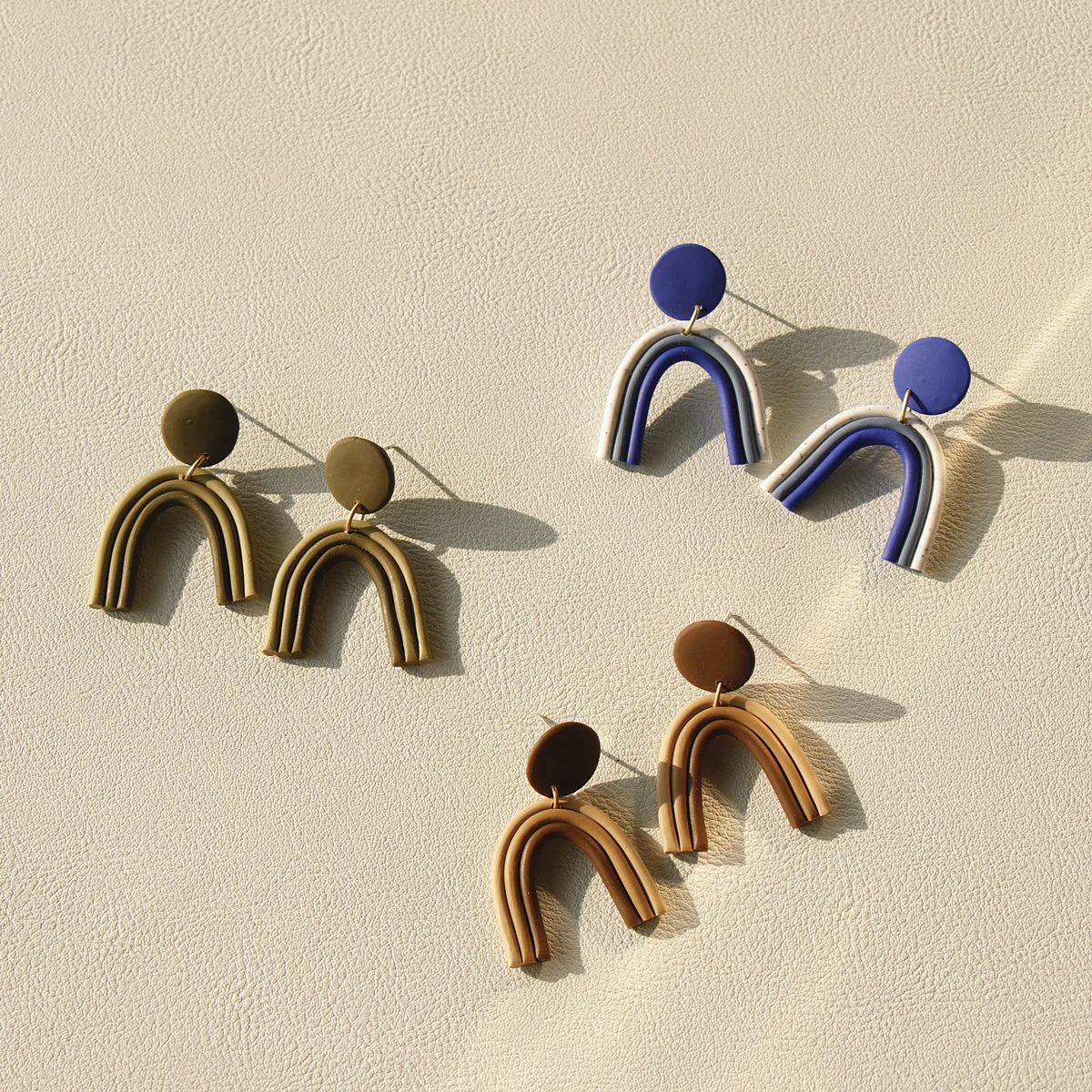 

JUHU 2020 new original fashion resin acrylic earrings ceramic clay material arched jewelry for women wholesale, Colorful