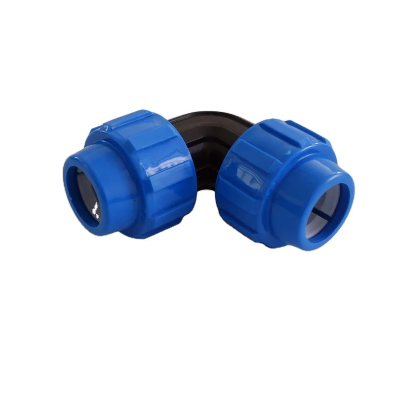

hottest LDPE pipe elbow PP Compression Fittings PE fitting bend pipe elbow for irrigation pipe, Black and blue