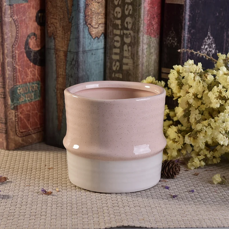 Luxury pink ceramic votive candle jar customized candle holders home decorative use