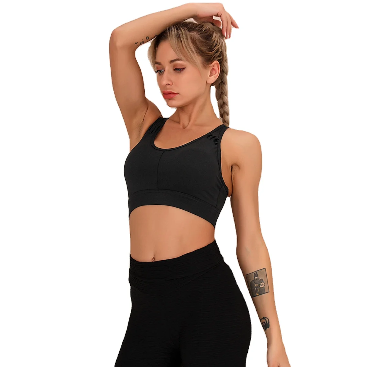 

2020 Hot Sale Fashion Vest Style Sports Bra Mesh Shockproof Gather Yoga Bra, Printing or customized color