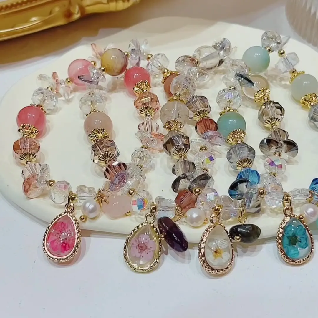 

The New Super Fairy Immortal Flower Crystal Bracelet Female Personality Super Flash Spring And Summer Candy Color Holiday Style