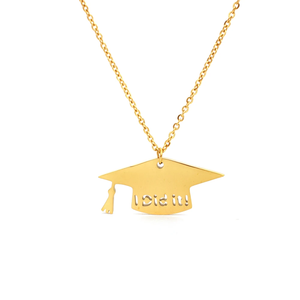 

Hat I Did it Graduation Necklace For Women Stainless Steel Gold Silver Jewelry