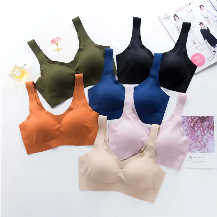 

Cheap Comfort Solid Padded Wireless Sleep Sports Bra Women Sexy Seamless Bra, 6 colors