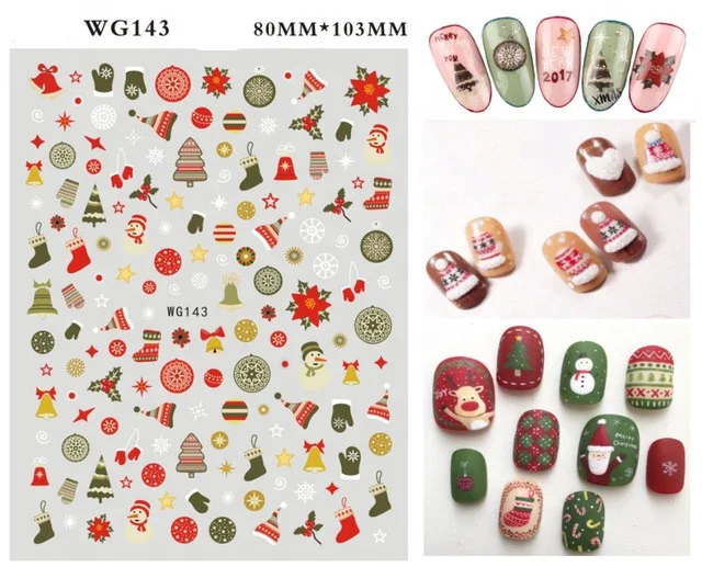 

New Design Christmas Nail Stickers Custom Designer Holiday Joyful Nail Art Sticker