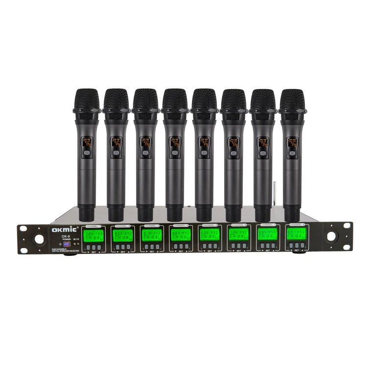 

Factory Wireless Karaoke Microphone / Multi-channel Wireless Microphone / 8 Channels Cordless Handheld KTV Mic, Black