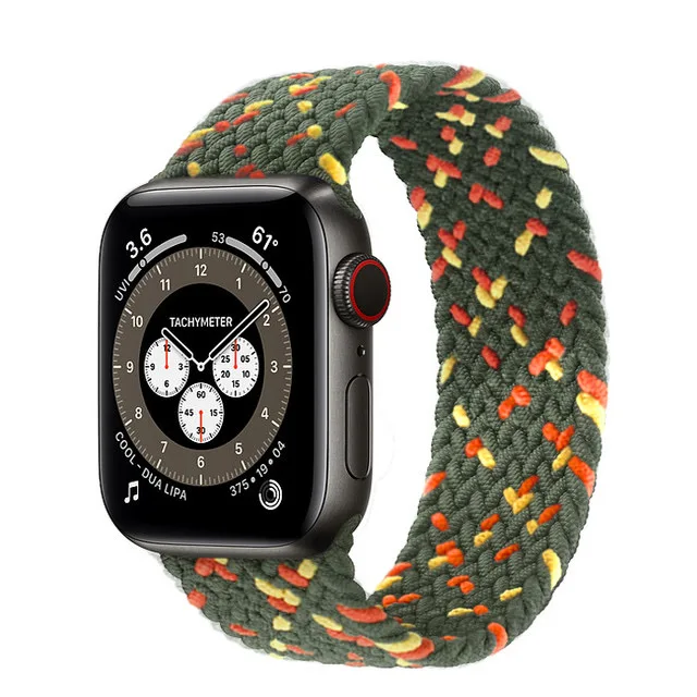 

Fabric Braided Solo Loop Nylon Strap For Apple Watch SE 6 Band 44mm 40mm 38mm 42mm Elastic Bracelet for iWatch Series 5 4 3, 16 colors