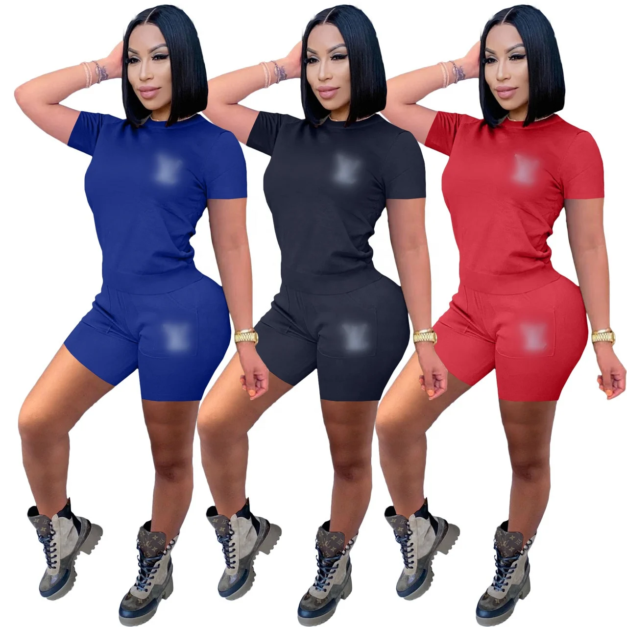 

Summer 2021 Short-Sleeved Shirt Shorts Women Famous Brands Ladies' Two-Piece Suit Designer Clothing